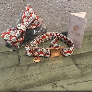 Santa Dog Collar w detachable matching bow - Size M/L
